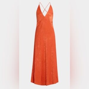 Backless Orange Slip Maxi Dress ($295 Arielle)